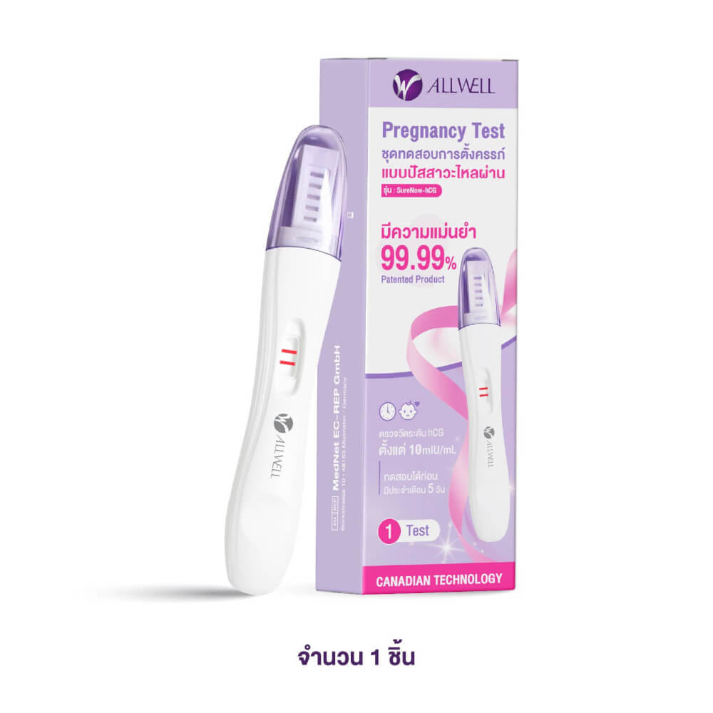 ชุดตรวจครรภ์ แบบปัสสาวะ ALLWELL รุ่น SURENOW-HCG ❌ไม่ระบุชื่อสินค้าหน้ากล่องพัสดุ❌_0